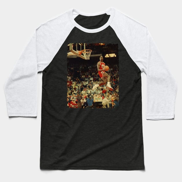 Michael Jordan, Air Time Baseball T-Shirt by Wendyshopart